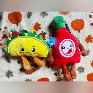 Taco and Hot Sauce Valentine's Plush Duo